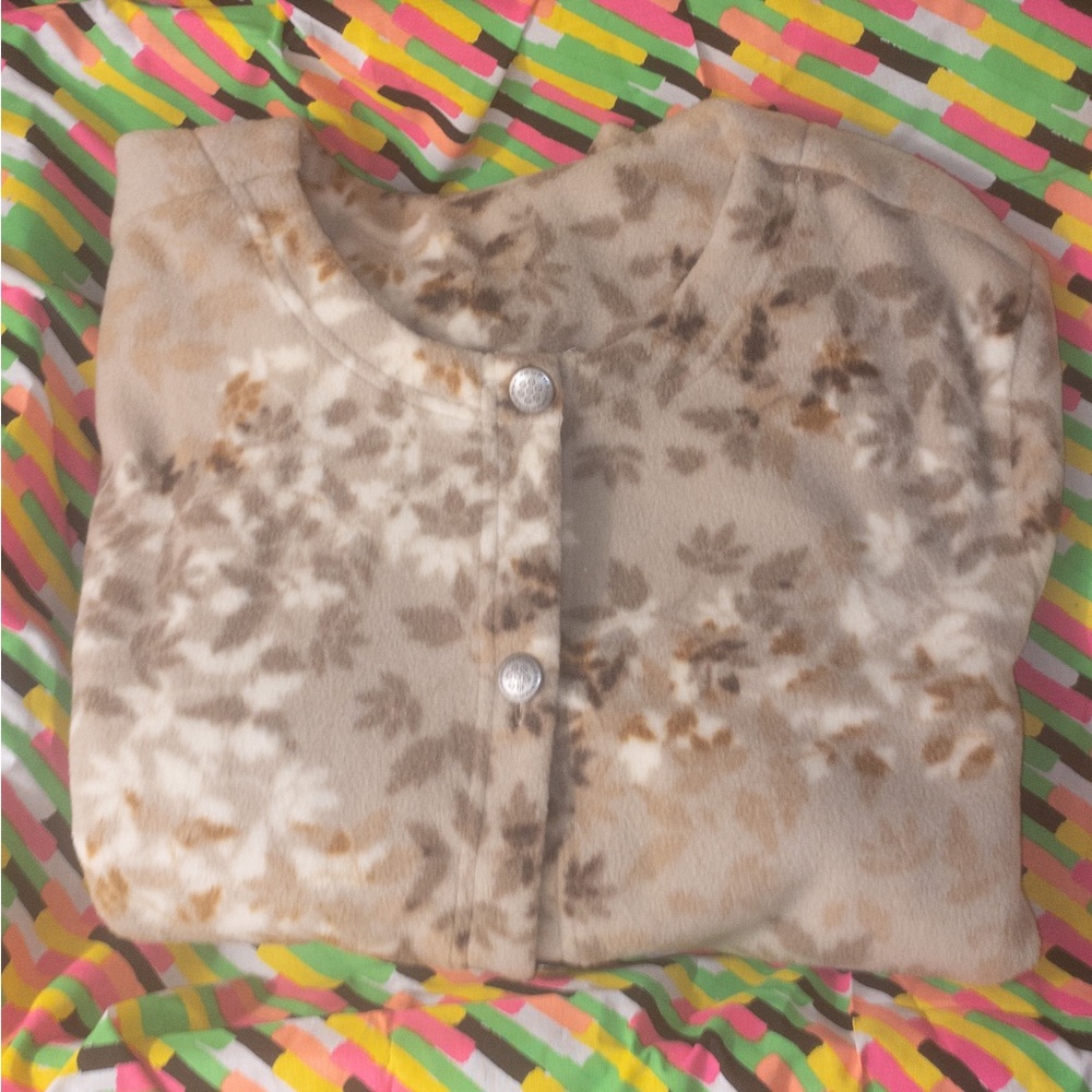 90s vintage Basic edition brown floral fleece sweater